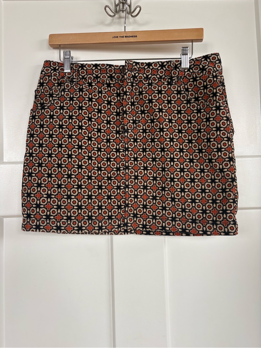 BDG Urban Outfitters Retro Geo Print Corduroy Mini Skirt Size 6